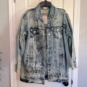 Jella c denim distressed stonewashed jean jacket NWT S